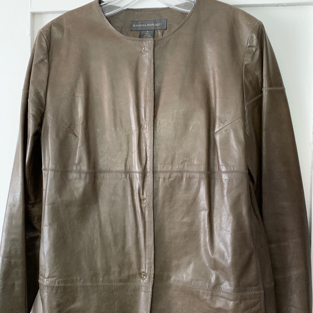 Stunning Olive/Brown Leather Coat fits S or M